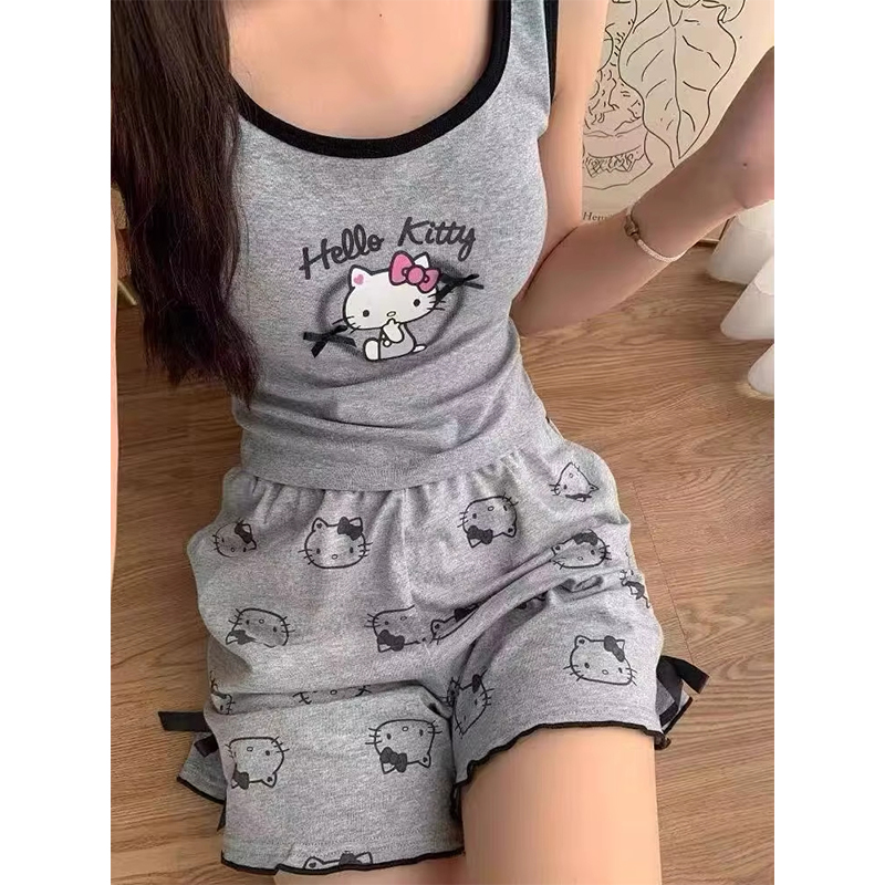 Full Coverage Bra - Summer Hello Kitty Cartoon Girl Pajamas
