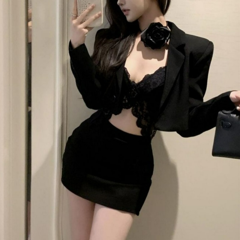 Black Spring Blazer Lace Brale - Lace Bralette Set 리뷰 및 가격