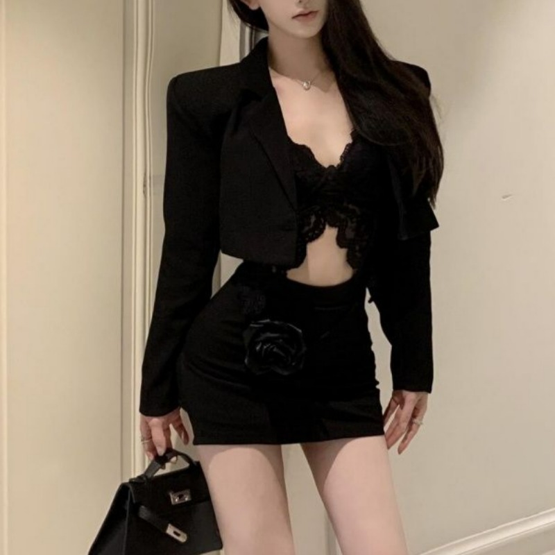 Black Spring Blazer Lace Brale - Lace Bralette Set 리뷰 및 가격