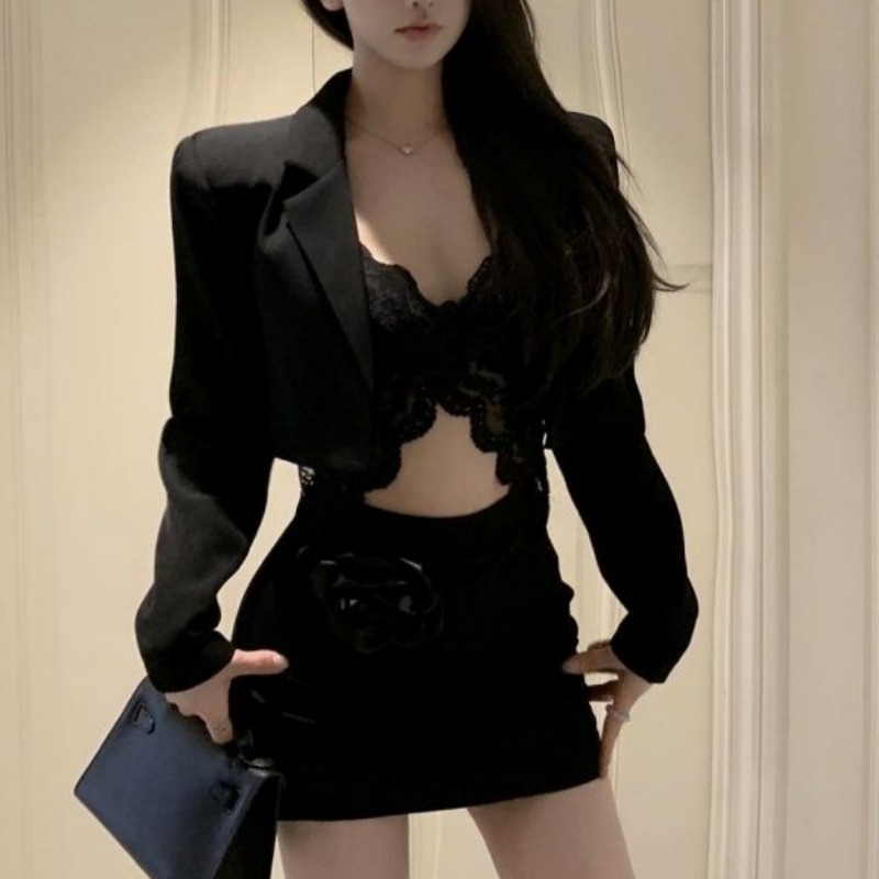 Black Spring Blazer Lace Brale - Lace Bralette Set 리뷰 및 가격