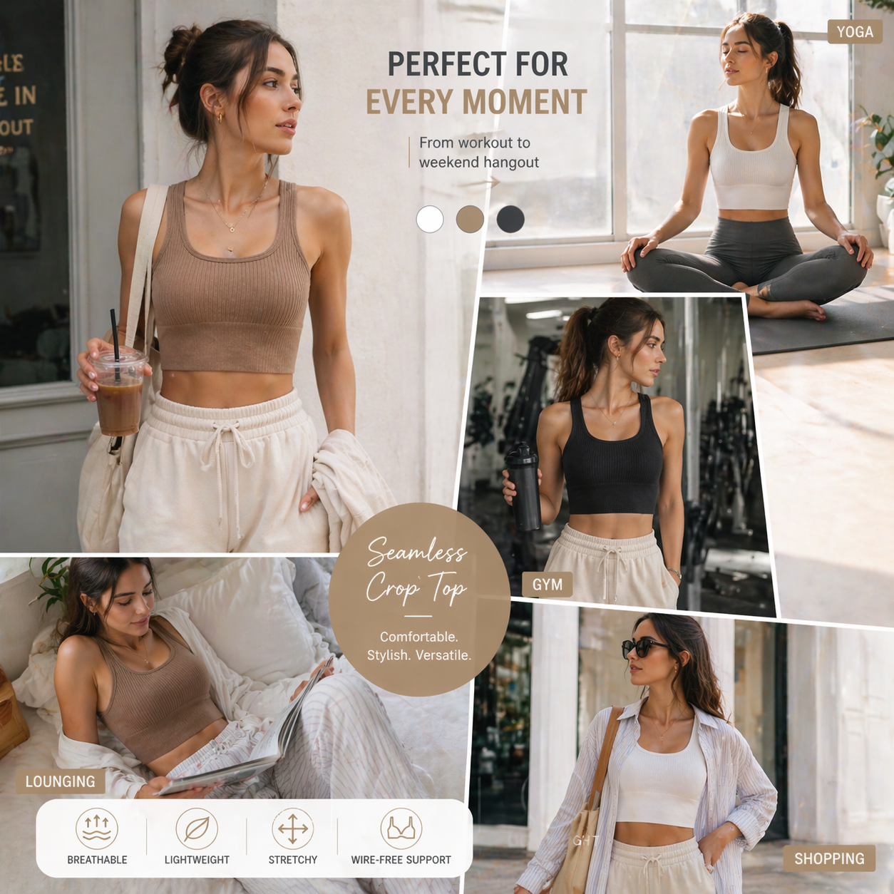 Women Seamless Ribbed Crop Top - T Shirt Bra Seamless 리뷰 및 가격