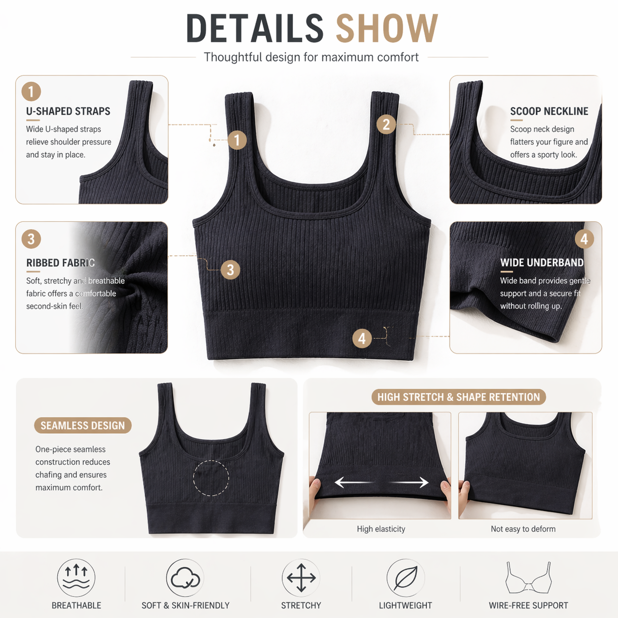 Women Seamless Ribbed Crop Top - T Shirt Bra Seamless 리뷰 및 가격