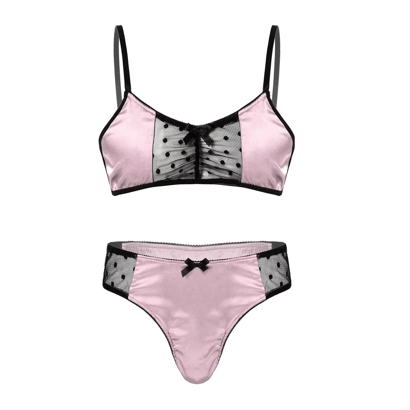 Men Satin Lingerie Suit Sissy  - Sheer Mesh Bra 리뷰 및 가격