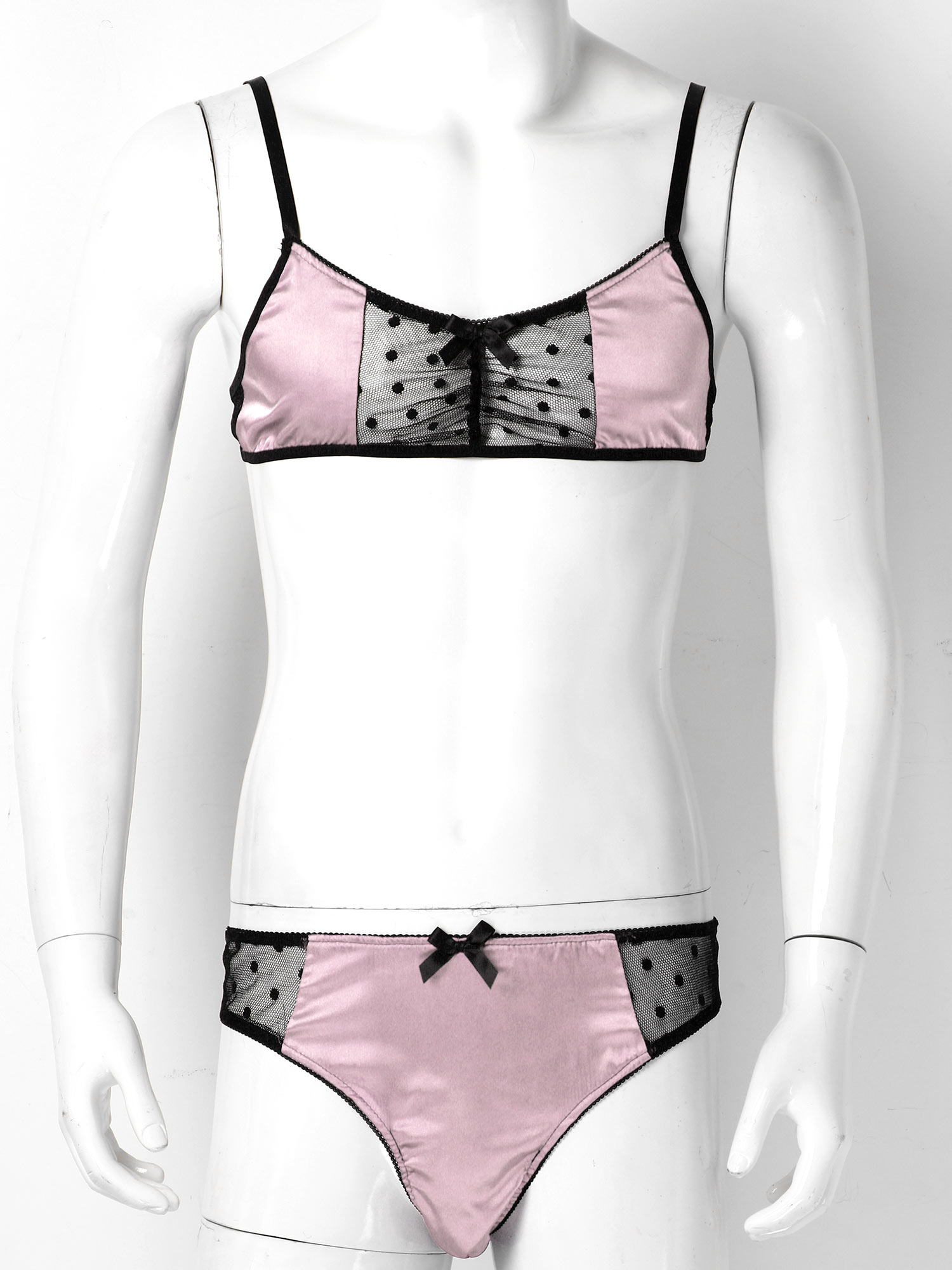 Men Satin Lingerie Suit Sissy  - Sheer Mesh Bra 리뷰 및 가격