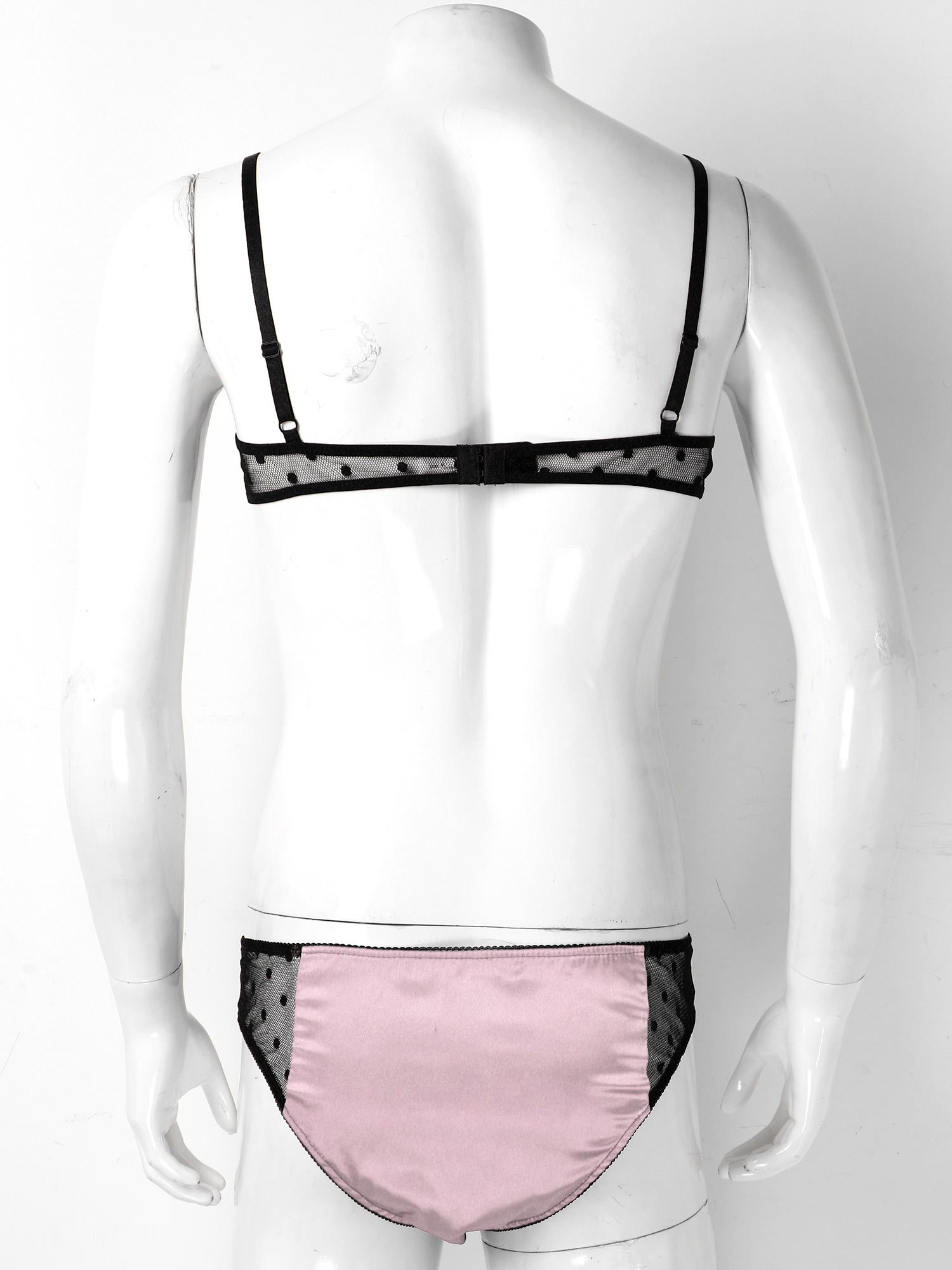 Men Satin Lingerie Suit Sissy  - Sheer Mesh Bra 리뷰 및 가격