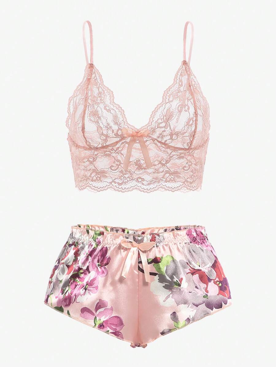 Pink Floral Lace Bralette and  - Lace Bralette Set 리뷰 및 가격