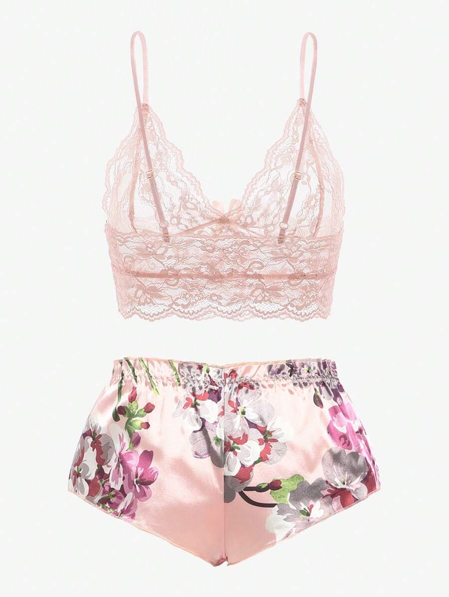 Pink Floral Lace Bralette and  - Lace Bralette Set 리뷰 및 가격