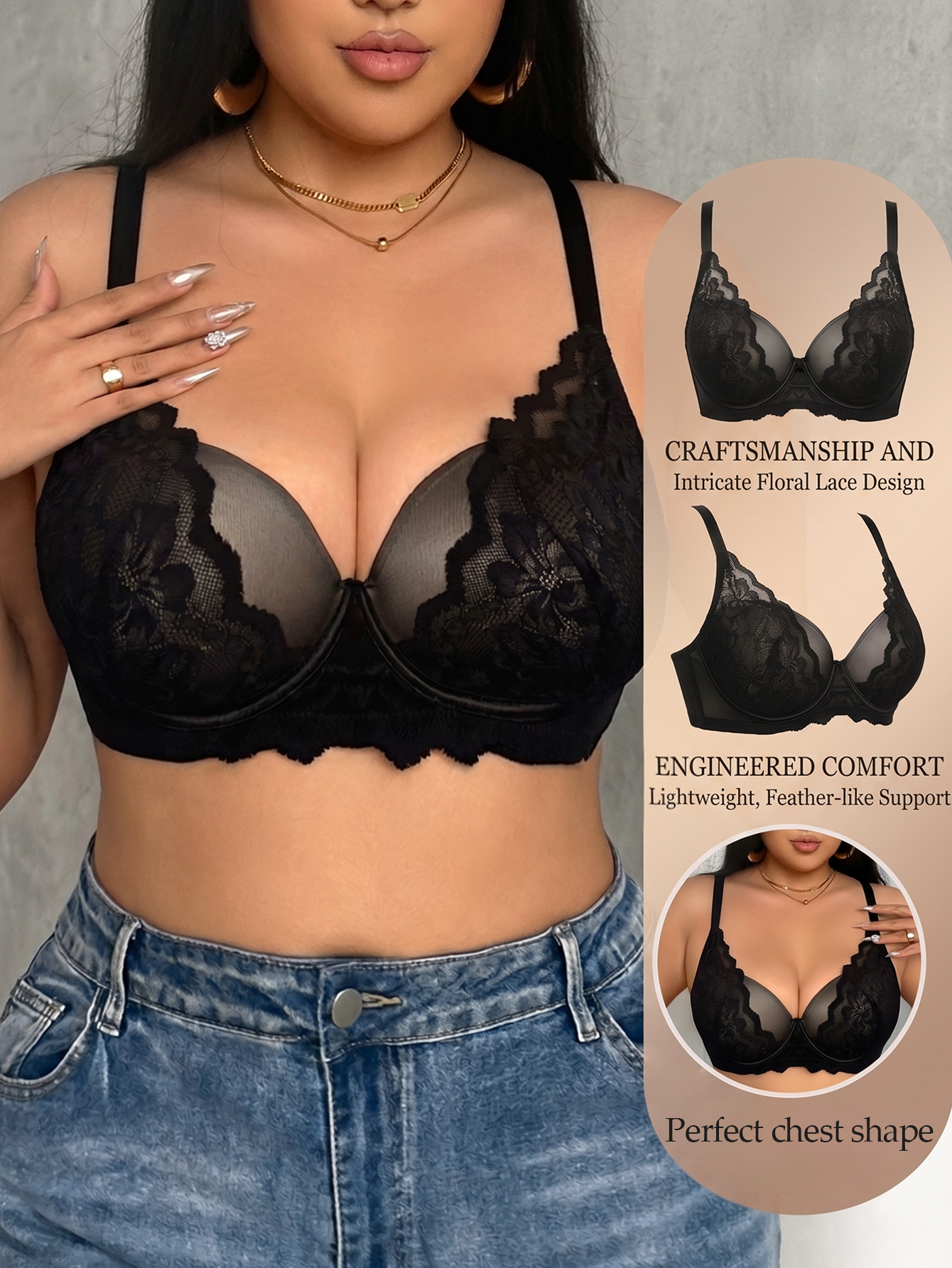Wide Strap Plus Size Women Bra - Underwire Bra Padded 리뷰 및 가격