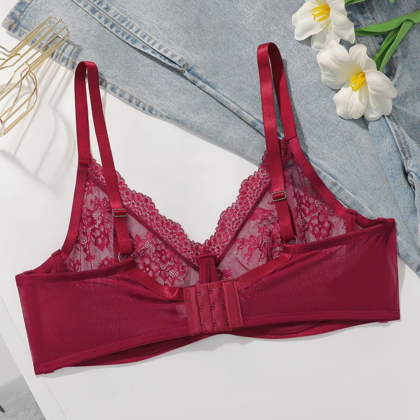 Women Plus Size Red Lace Sheer - Sheer Bra Lace 리뷰 및 가격