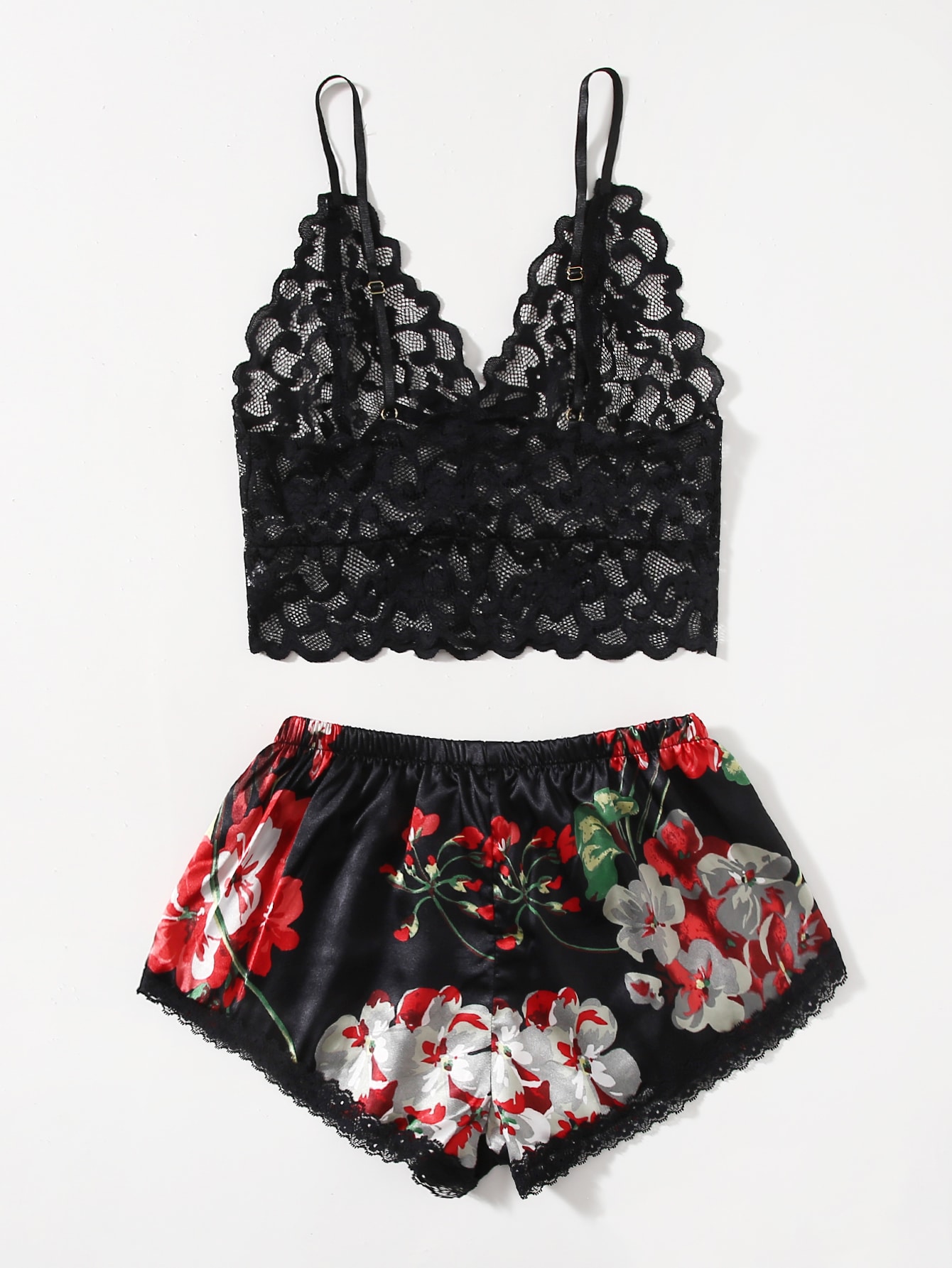 Floral Lace Pajama Set for Wom - Lace Bralette Set 리뷰 및 가격