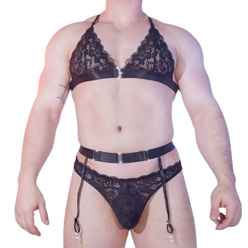 Sissy Men 3 Pieces Lingerie Se - Sheer Bra Lace 리뷰 및 가격