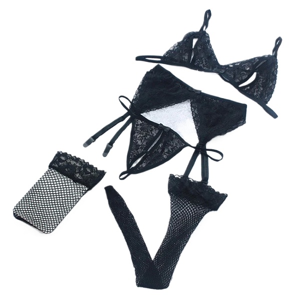 Lace Women Lingerie Set 4 Pcs  - Sheer Bra Lace 리뷰 및 가격