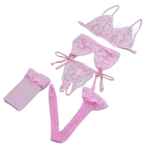 Lace Women Lingerie Set 4 Pcs  - Sheer Bra Lace 리뷰 및 가격
