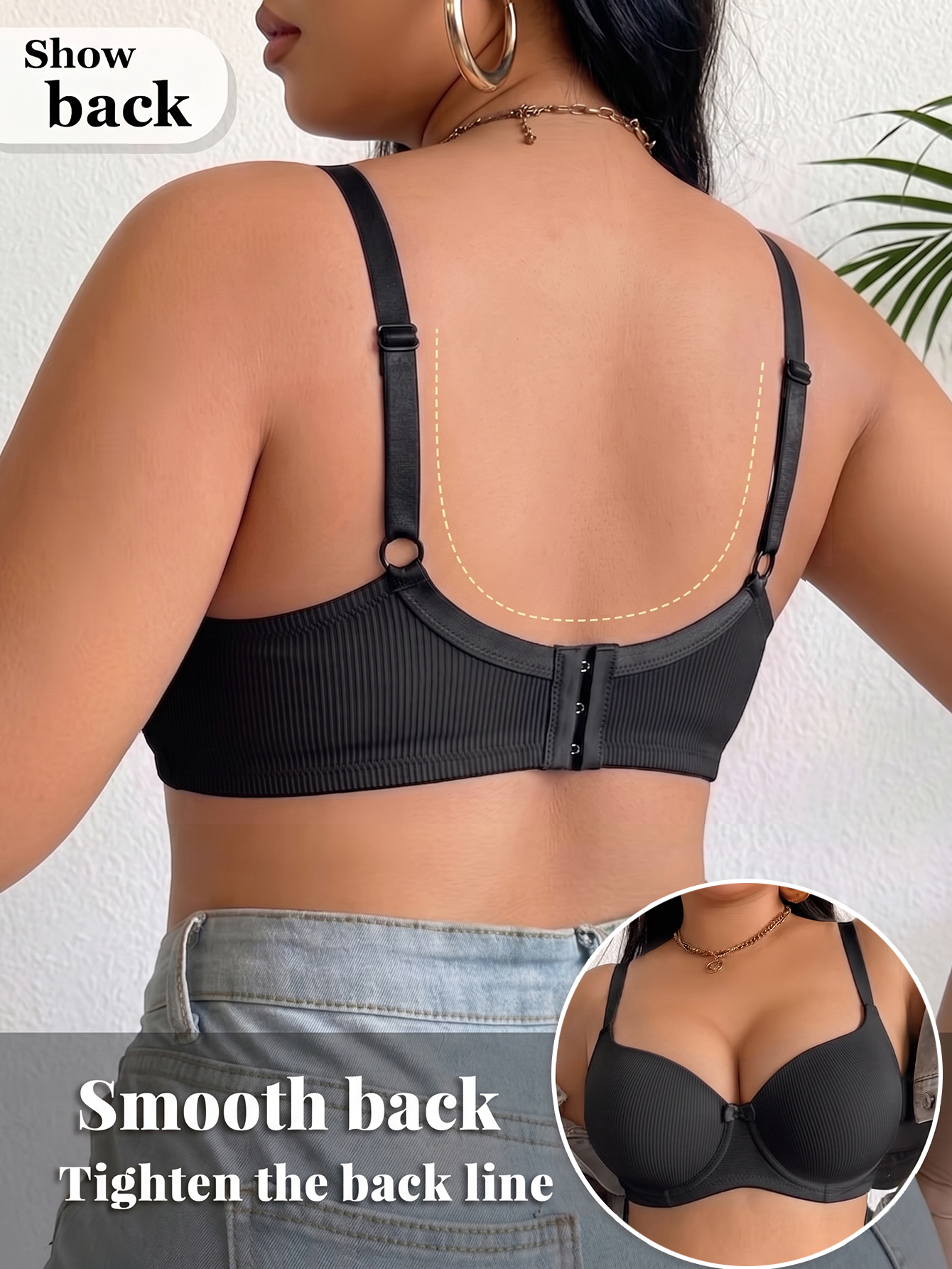 Plus Size Ribbed Women Bra Thi - Plunge Bra Push Up 리뷰 및 가격
