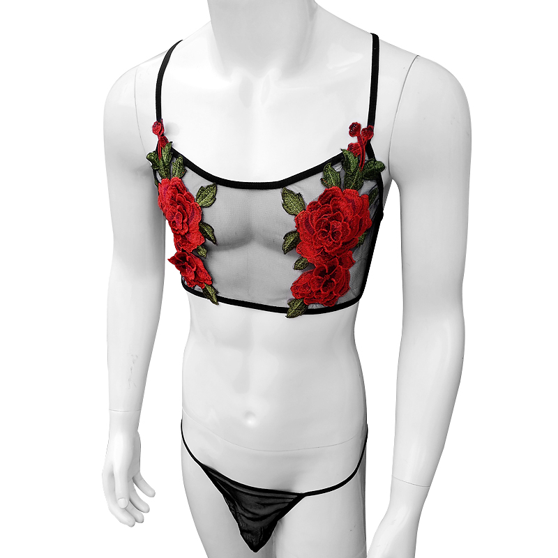 Sexy Embroidery Mens See Throu - Sheer Mesh Bra 리뷰 및 가격