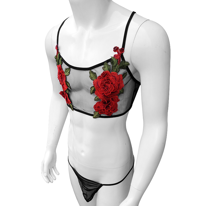 Sexy Embroidery Mens See Throu - Sheer Mesh Bra 리뷰 및 가격