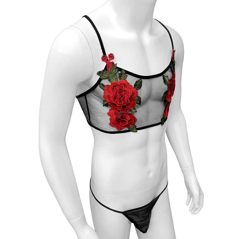 Sexy Embroidery Mens See Throu - Sheer Mesh Bra 리뷰 및 가격